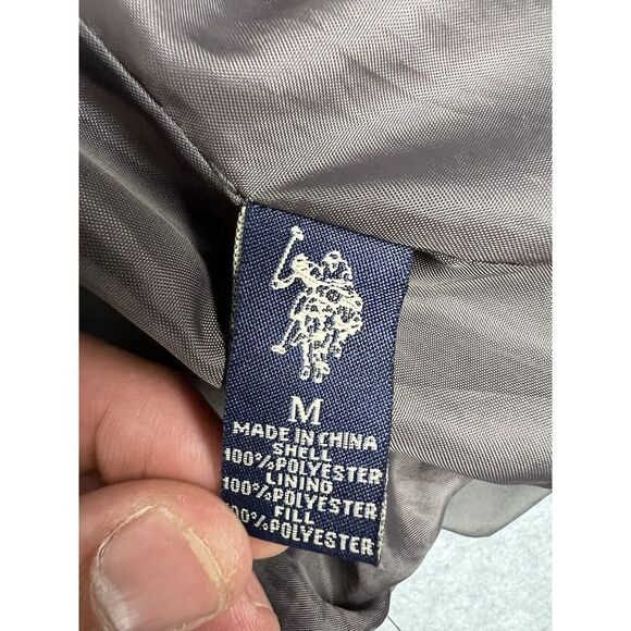 U.S. Polo Assn Coat Mens Medium Puffer Jacket USPA Winter Wear Outdoor Gray - Picture 10 of 12